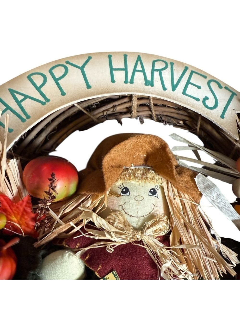 Autumn Fest Harvest Wreath with Scarecrow, Pumpkins & Fall Decor - Picture 3 of 6